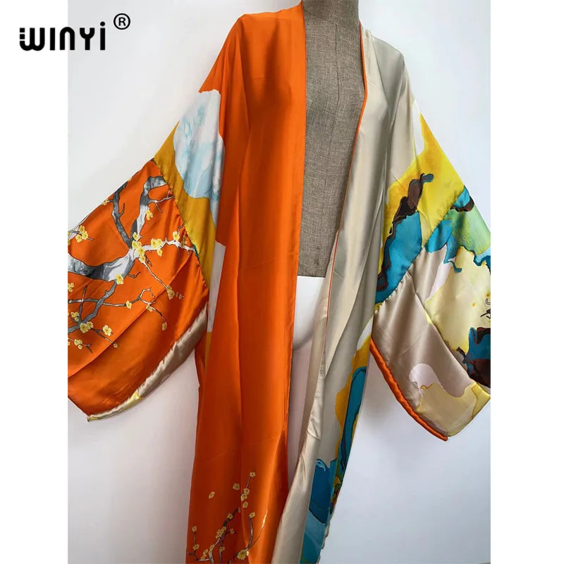 Kimonos verano Women sukienka Print Long Sleeve Cardigan Female Blouse Loose Casual beach Cover Up boho dress party kaftan - Matrix Studios