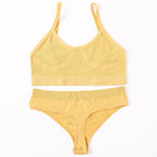 Women Seamless Bra And Panties Set U-Back Bralette Top Comfort Breathable Briefs Ribbed Sexy Lingerie Sports Underwear Set - Matrix-studios.com