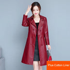 M-7XL Woman Sheepskin OverCoat Spring Autumn Winter 2026 Fashion Fur Collar Warm Thick Slim Long Sheep Leather Coat Female - Matrix Studios