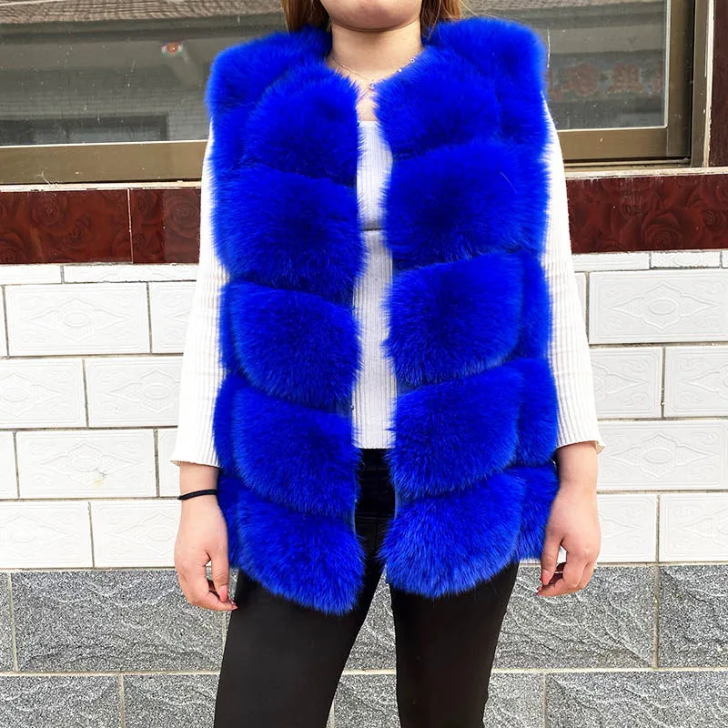 Women's High Quality Real Fox Fur Vest 100% Natural Real Fur 2019 Fashion Fur Coat Jacket Vest Genuine Leather Coat - Matrix Studios