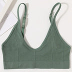 Seamless Tube Top Women's Ribbed V-Neck Wireless Bralette U-Back Daily Wear Bra Sexy Lingerie Adjust Straps Sports Underwear M-L - Matrix Studios