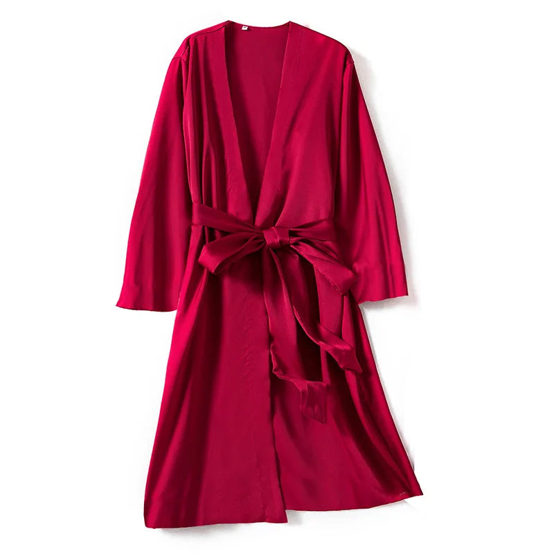 Satin Robe Female Intimate Lingerie Sleepwear Silky Bridal Wedding Gift Casual Kimono Bathrobe Gown Nightgown Sexy Nightwear - Matrix-studios.com