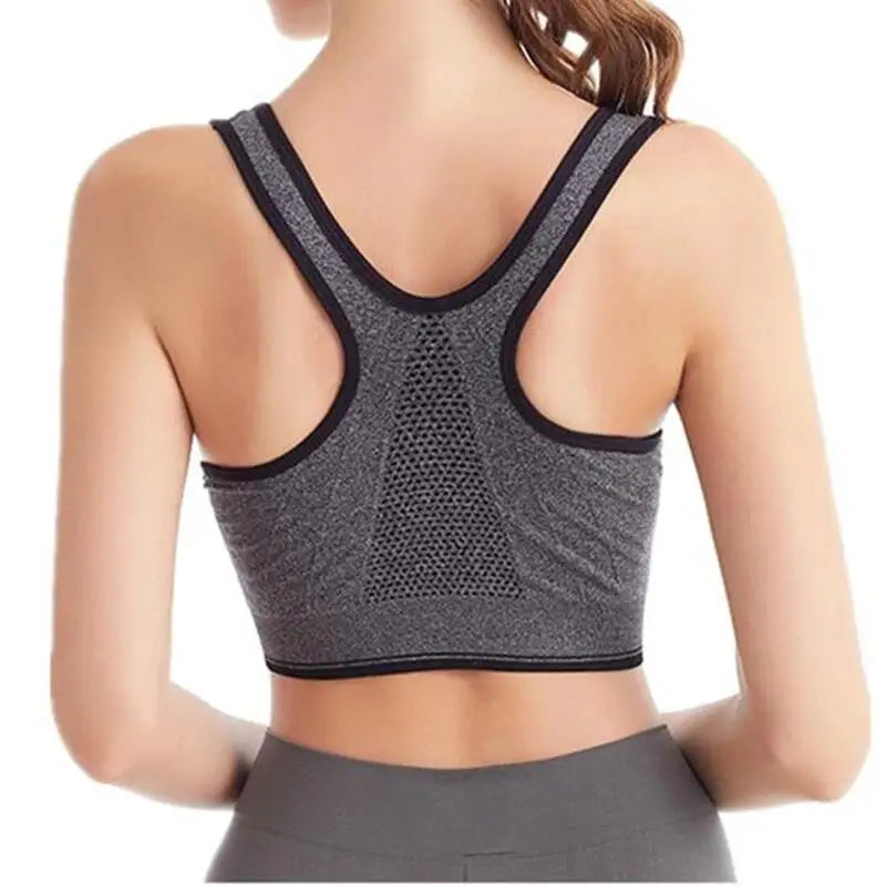 Women's Front Zipper Sports Bra Seamless Shockproof Breathable Fitness Brassiere No Underwire Running Bralette - Matrix Studios
