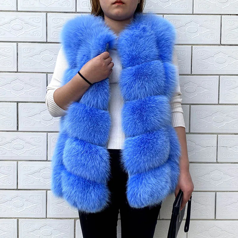 Women's High Quality Real Fox Fur Vest 100% Natural Real Fur 2019 Fashion Fur Coat Jacket Vest Genuine Leather Coat - Matrix Studios