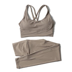 SOISOU Nylon Yoga Set Women's Tracksuit Gym Fitness Set Woman 2 Pieces Leggings Sports Bra Breathable Sportwear Woman Clothes - Matrix-studios.com