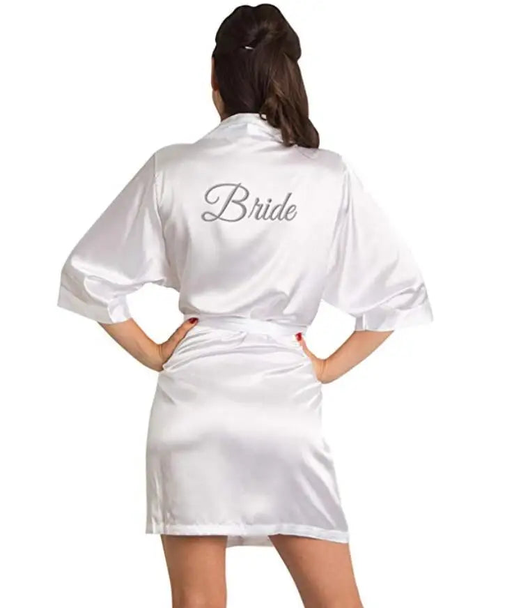 Burgundy Satin Kimono Robes women short pajamas dressing gown wine red Bridesmaid Gift team bride Bridal Party Robes - Matrix-studios.com