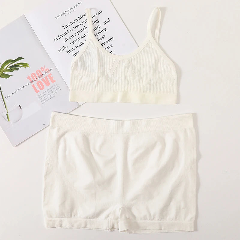Women Seamless Bra And Panties Set Female Sport V-neck Unlined Bra High Rise Shorts Stretchy Underwear Sexy Lingerie Set - Matrix-studios.com