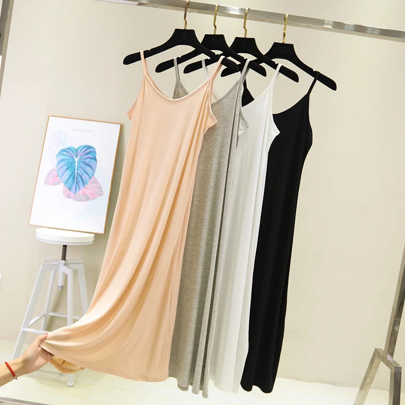Spring Summer 2026 Woman Tank Dress Casual Modal Sexy Camisole Elastic Female Home Beach Dresses O-Neck Camis Sexy Dress - Matrix-studios.com