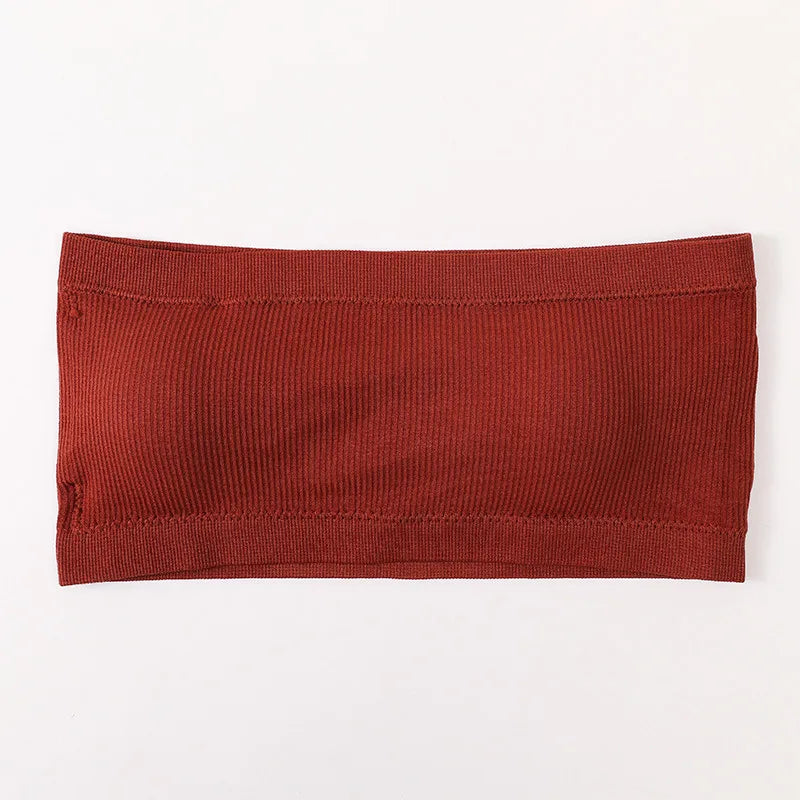 Strapless Tube Top Seamless Ribbed Bras Non-Wire Bandeau Bra Women Crop Top Ladies Sexy Underwear Removable Pads Intimates M-XL - Matrix Studios