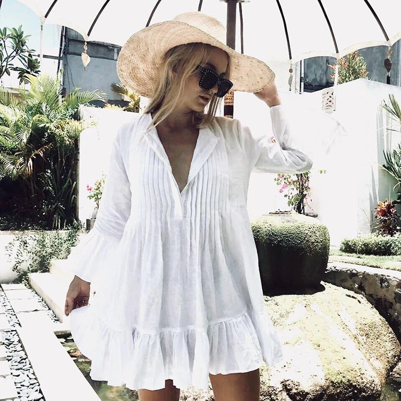 Bikini Cover Up Lace Hollow Crochet Swimsuit Beach Dress Women 2025 Summer Ladies Cover-Ups Bathing Suit Beach Wear Tunic - Matrix Studios