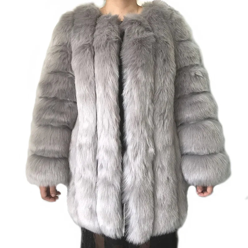 HJQJLJLS 2022 Winter New Fashion Women Long Faux Fur Coat Female Fuzzy Fur Coat Winter Thick Warm Fluffy Artificial Fur Jacket - Matrix Studios