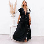Leaves Print Bikini Beach Cover up Tunics for Beach Long Kaftan Bikini Cover up Robe de Plage Sarong Beach Swimsuit cover-ups - Matrix Studios