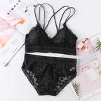 Women Lace Bra And Briefs Set Backless Bralette Solid Color Underwear Wireless Lace Bra Top Sexy Lingerie Set Female Intimates - Matrix-studios.com