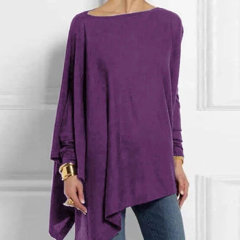 Cotton Irregular Women Blouses Shirt 2022 Autumn Female Solid Pullover Tops Casual O Neck Long Sleeve Blouse Ladies Tunic Blusas - Matrix-studios.com