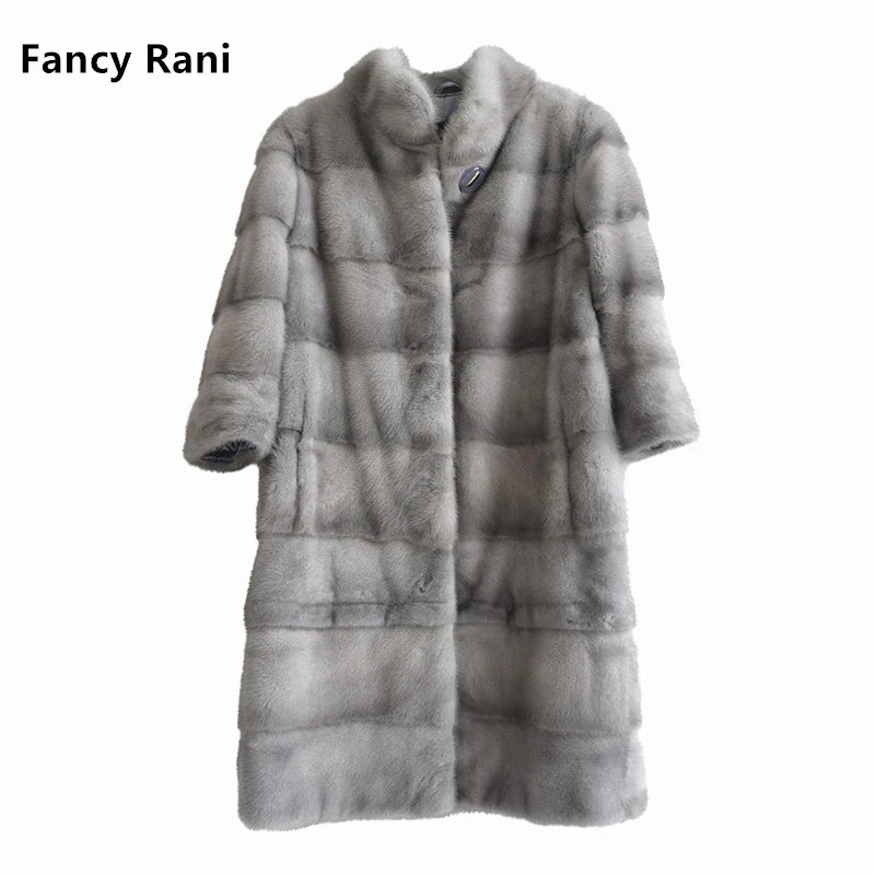 Fancy Rani Real Mink Fur Coat Natural Women Winter Long Leather Jacket Luxury Female Clothes  2023 Mink Fur Coat Women Promotion - Matrix Studios
