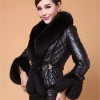 New Winter Leather Jacket Women Coat Faux Fox Fur Collar Short Coat PU Leather Female Jacket Elegant Motorcycle Zipper Outerwear - Matrix Studios