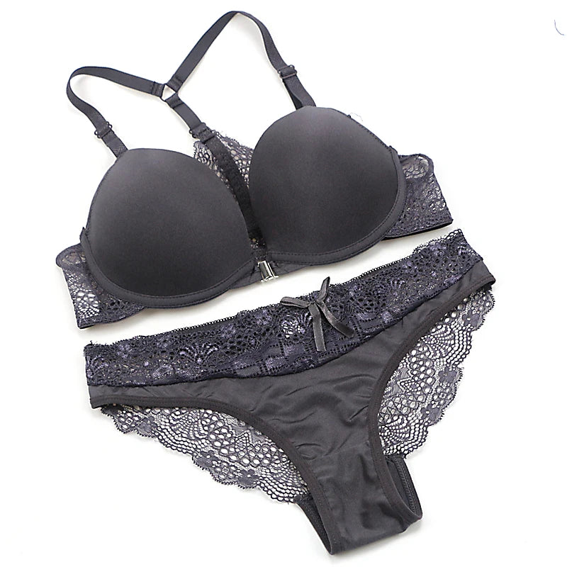 New Fashion Bralette Sexy Lingerie Seamless Push Up Bra Sets Front Closure Candy Color Underwear Women Small Size Brassiere - Matrix-studios.com