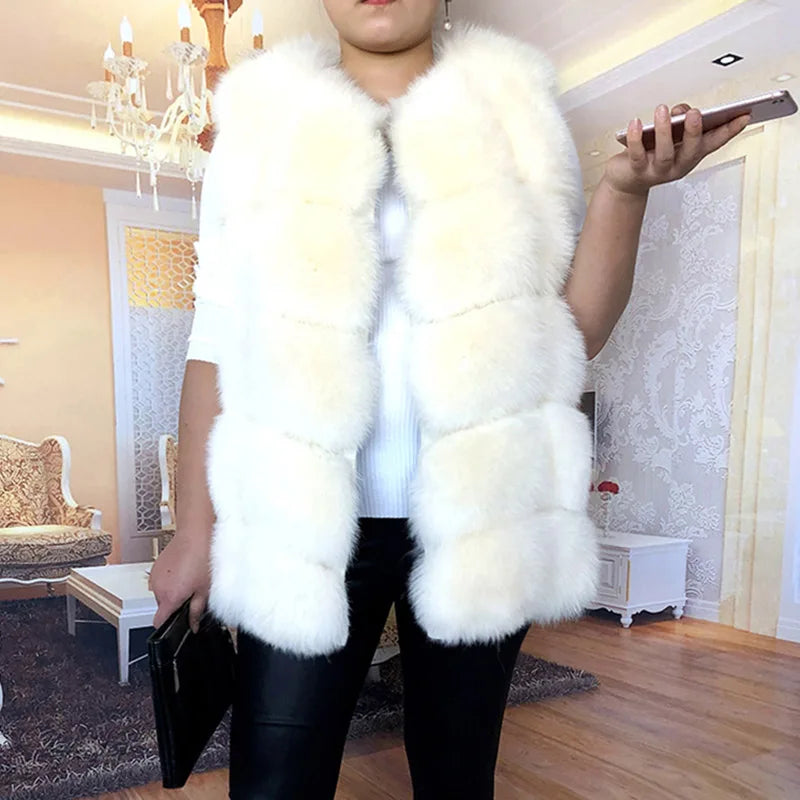 Women's High Quality Real Fox Fur Vest 100% Natural Real Fur 2019 Fashion Fur Coat Jacket Vest Genuine Leather Coat - Matrix Studios