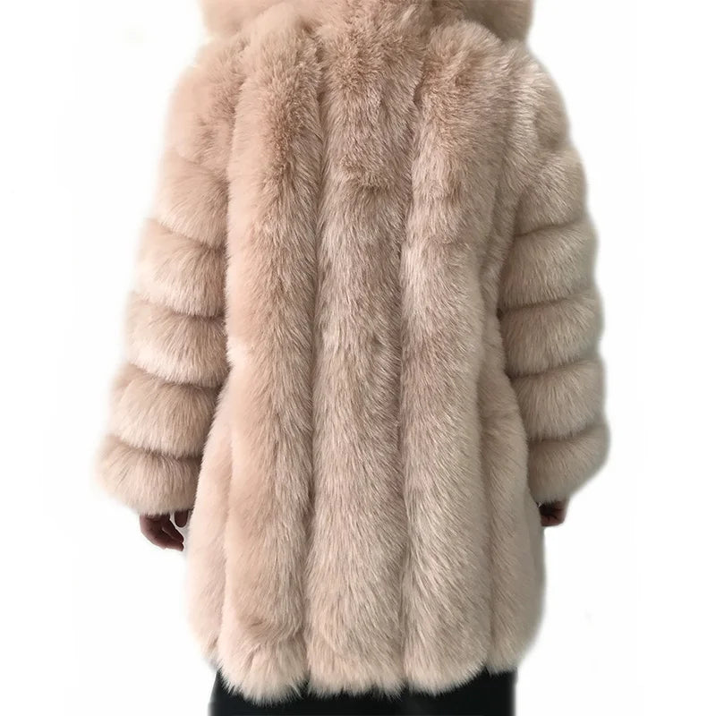 HJQJLJLS 2022 Winter New Fashion Women Long Faux Fur Coat Female Fuzzy Fur Coat Winter Thick Warm Fluffy Artificial Fur Jacket - Matrix Studios