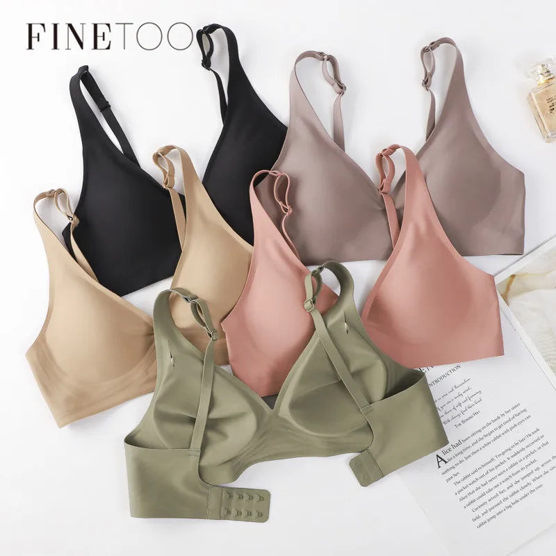 FINETOO Soft Wireless Bra Women Deep V Bras Sexy Bralette Padded Bra S-XL Female Seamless Underwear Comfortable Ladies Lingerie - Matrix Studios