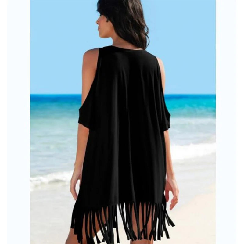 New Summer Beach Dress Beach Cover Up Women Letters Print Beach Wear Bikini Cover up Fashion Bathing Suit Women Tassels Dress - Matrix Studios