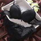 European Style Sexy Bra Set Women Cotton Underwear Sexy Lace Panties Female Push Up Brassiere Fashion Solid Color Lingerie Set - Matrix-studios.com