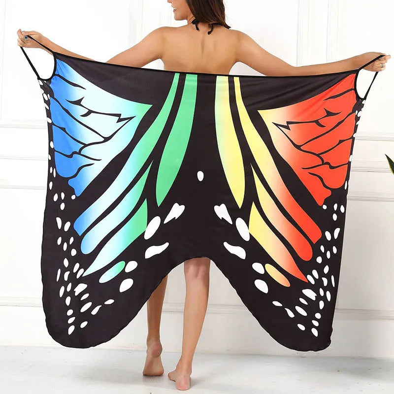 Sexy Butterfly Print Cover Up Swimwear Women Dress Summer Tunic Bikini Bath Sarong Wrap Skirt Swimsuit Elegant Lady Beachwear - Matrix Studios