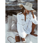 Bikini Cover Up Lace Hollow Crochet Swimsuit Beach Dress Women 2025 Summer Ladies Cover-Ups Bathing Suit Beach Wear Tunic - Matrix Studios