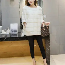 Real Mink Fur Coat Women Winter Natural Fur Coat Long Female Genuine Leather Mink Coats Cape Shawl Mink Coat - Matrix Studios