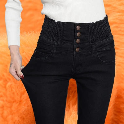 Denim Pants Autumn Winter Jeans For Women High Waist Skinny Warm Thick Jeans Womens High Elastic Plus Size Stretch Jeans Velvet - Matrix-studios.com