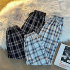 Pants Women New Bunch of feet Fashion Loose Black Plaid Summer Harajuku Students Streetwear Harem Long Trousers Womens Chic - Matrix-studios.com