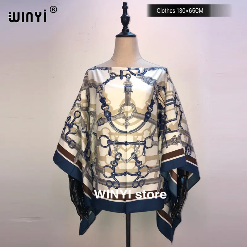 Fashion европейская одежда For Women Popular Thailand Summer Bohemian Printed Batwing Sleeve Silk kaftan Blouse For Night Party - Matrix Studios