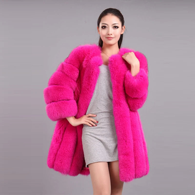 HJQJLJLS 2022 Winter New Fashion Women Long Faux Fur Coat Female Fuzzy Fur Coat Winter Thick Warm Fluffy Artificial Fur Jacket - Matrix Studios