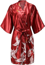 Silk Satin Wedding Bride Bridesmaid Robe Floral Bathrobe Short Kimono Robe Night Robe Bath Robe Fashion Dressing Gown For Women - Matrix-studios.com