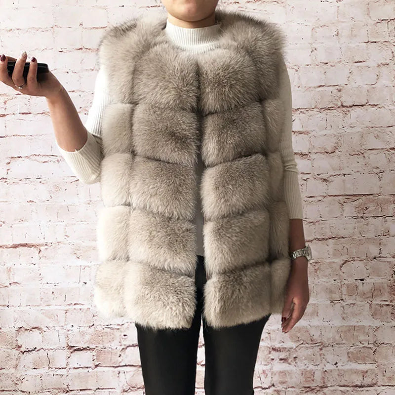 Women's High Quality Real Fox Fur Vest 100% Natural Real Fur 2019 Fashion Fur Coat Jacket Vest Genuine Leather Coat - Matrix Studios