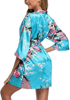 Satin Silk Women Wedding Bridemaid Robe Sexy Crane Print Bathrobe Short Long Kimono Night Gown Robe Fashion Dressing Gown Female - Matrix-studios.com