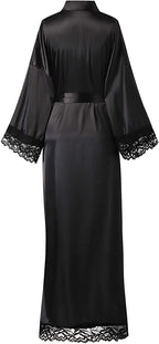 2019 New Silk Satin Lace Robes Bridesmaid Bride Robes Wedding Long Robe Bathrobe Womens Robe Lingerie Robe - Matrix-studios.com