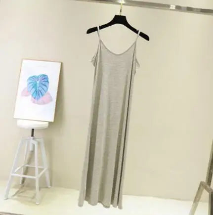 Spring Summer 2026 Woman Tank Dress Casual Modal Sexy Camisole Elastic Female Home Beach Dresses O-Neck Camis Sexy Dress - Matrix-studios.com
