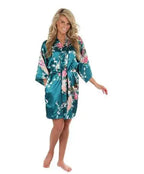 Satin Silk Women Wedding Bridemaid Robe Sexy Crane Print Bathrobe Short Long Kimono Night Gown Robe Fashion Dressing Gown Female - Matrix-studios.com