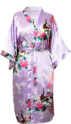 Satin Silk Women Wedding Bridemaid Robe Sexy Crane Print Bathrobe Short Long Kimono Night Gown Robe Fashion Dressing Gown Female - Matrix-studios.com