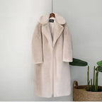 Winter Women High Quality Faux Rabbit Fur Coat Luxury Long Fur Coat Loose Lapel OverCoat Thick Warm Plus Size Female Plush Coats - Matrix Studios