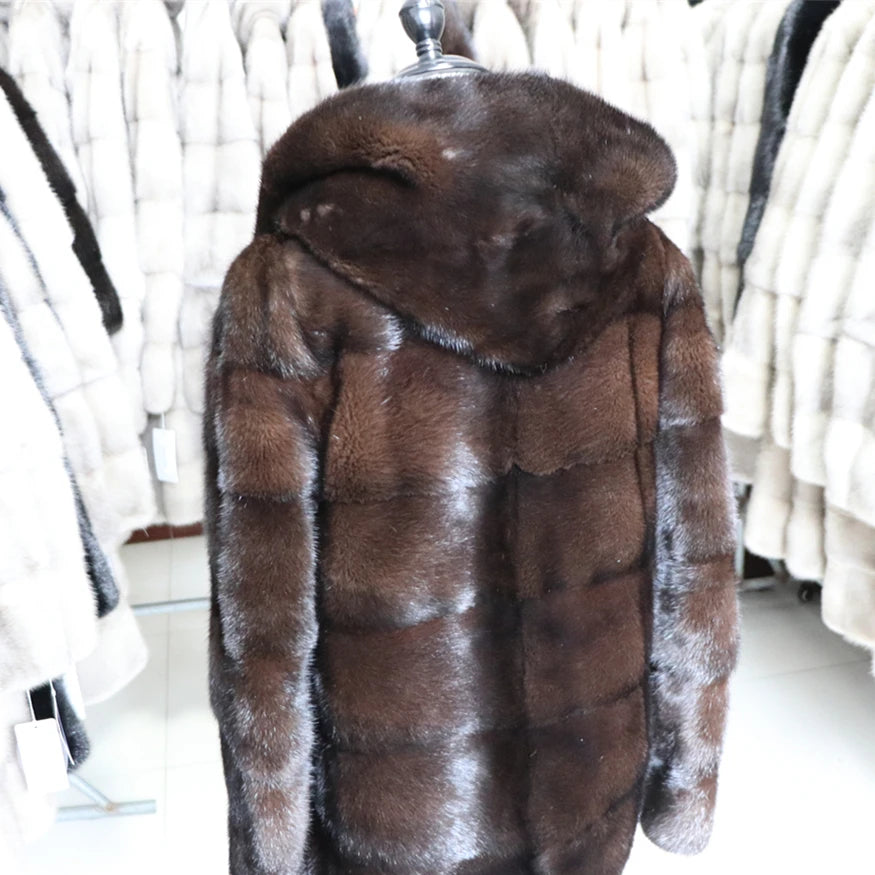 Fancy Rani Real Mink Fur Coat Natural Women Winter Long Leather Jacket Luxury Female Clothes  2023 Mink Fur Coat Women Promotion - Matrix Studios