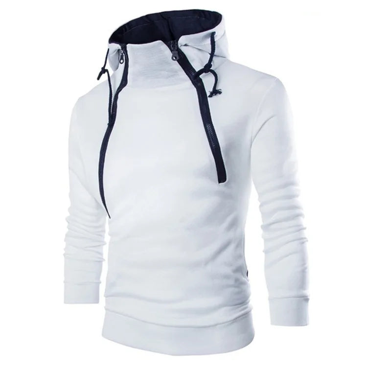 Men's Hoodies Long Sleeve Sweatshirts for Men Zipper Hooded Pullover High Neck Mens Sweatshirt Top Jacket Coat Black Sweater - Matrix Studios