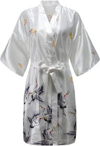 Silk Satin Wedding Bride Bridesmaid Robe Floral Bathrobe Short Kimono Robe Night Robe Bath Robe Fashion Dressing Gown For Women - Matrix-studios.com