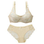 Sexy Lace Plus Size Female Lingerie Transparent Thin Thick BCDE Cup Bra Sets Breathable Women Underwear Panties Briefs - Matrix-studios.com