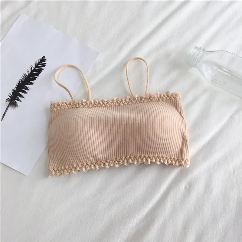 Women's Cotton Bra Female Tube Top Bra Women's Suspender Underwear Beautiful Tank Top Seamless Comfort Bra Sport Bra Lace Tops - Matrix Studios
