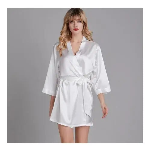 Summer Champagne Chinese Bride Wedding Robe Satin Sleepwear Women Nightgown Sexy Nightdress Lady Kimono Bathrobe Gown Negligee - Matrix-studios.com