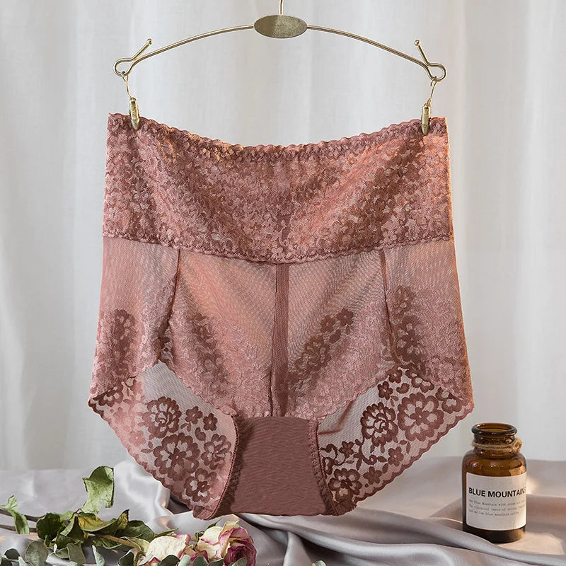 Women Lace High Waist Panties Sexy Mesh Girdle Waist Underwear Quality Plus Size Butt Lifter Knickers Tummy Slim Control Briefs - Matrix Studios