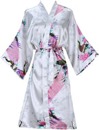 Silk Satin Wedding Bride Bridesmaid Robe Floral Bathrobe Short Kimono Robe Night Robe Bath Robe Fashion Dressing Gown For Women - Matrix-studios.com