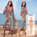 Bohemian Kaftan Beach Tunic Cotton Beach Cover up Saida de Praia Swimsuit Women Bikini cover up Pareo Sarong Beachwear #Q956 - Matrix Studios